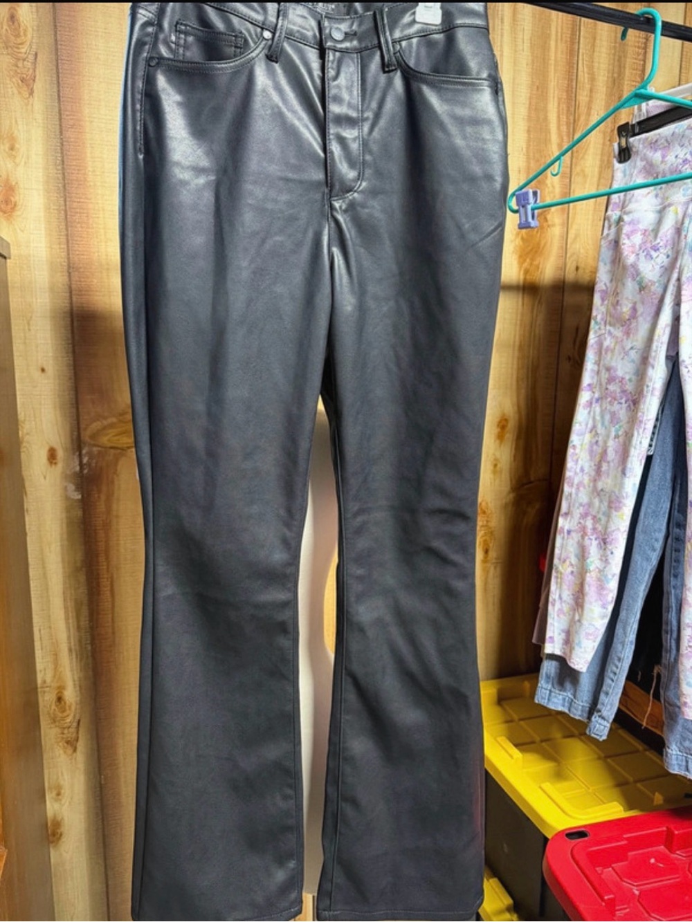 Judy Blue Black Faux Leather Flare Jeans